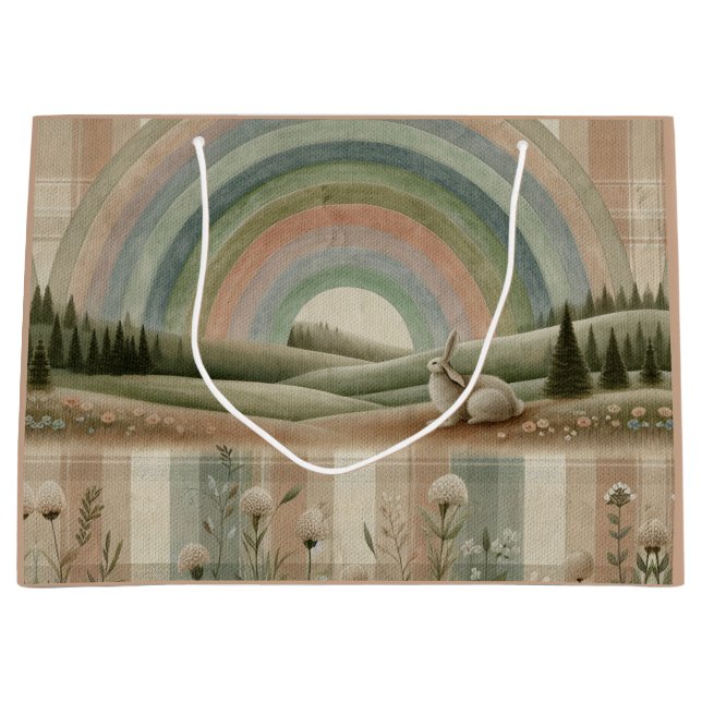 Rainbow Plaid Large Gift Bag (Front)