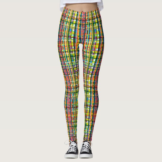 rainbow plaid leggings (Front)