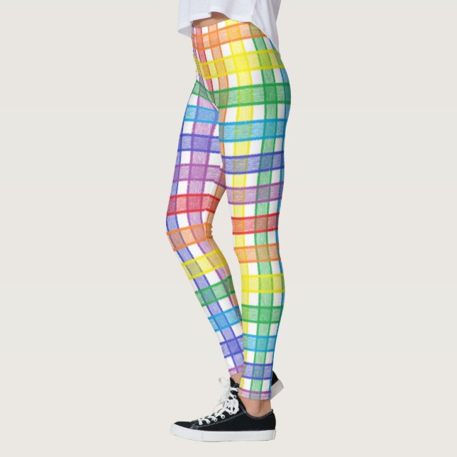 Rainbow Plaid Leggings (Left)
