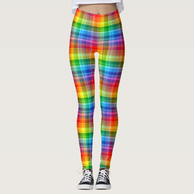 Rainbow Plaid LGBTQ+ Leggings (Front)