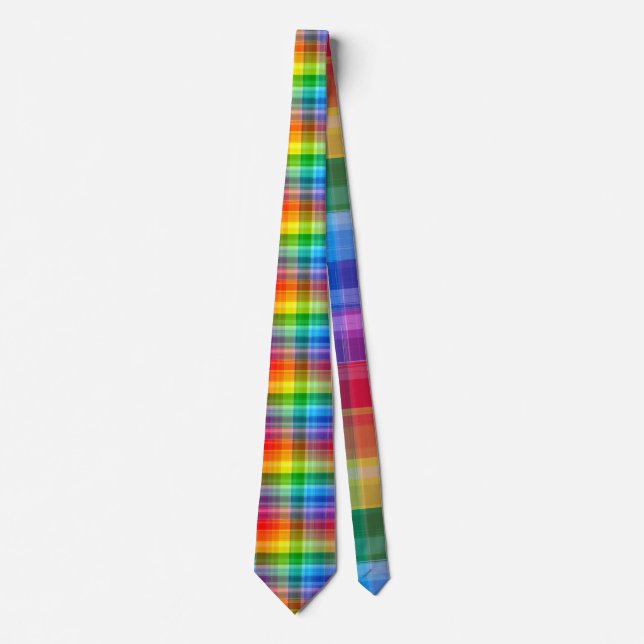 Rainbow Plaid LGBTQ+  Tie (Front)