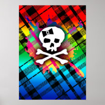 Rainbow Plaid Skull