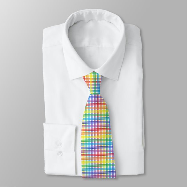 Rainbow Plaid Tie (Tied)