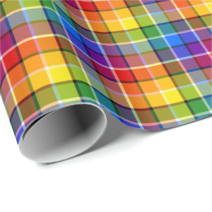 Rainbow Plaid Wrapping Paper