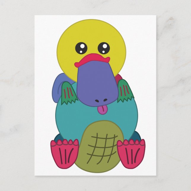 Rainbow Platypus Postcard (Front)
