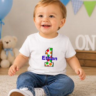 Rainbow Polka Dot First Birthday Shirt
