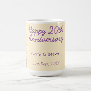 rainbow polka dots 20th anniversary purple orange coffee mug