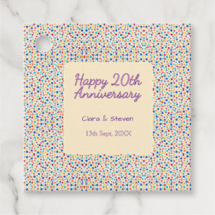 rainbow polka dots 20th anniversary purple orange favour tags