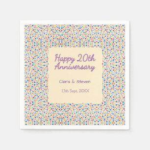rainbow polka dots 20th anniversary purple orange napkin