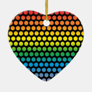 Rainbow Polka Dots Black Ceramic Tree Decoration