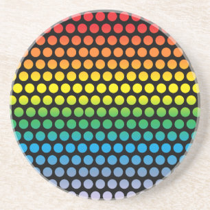 Rainbow Polka Dots Black Coaster