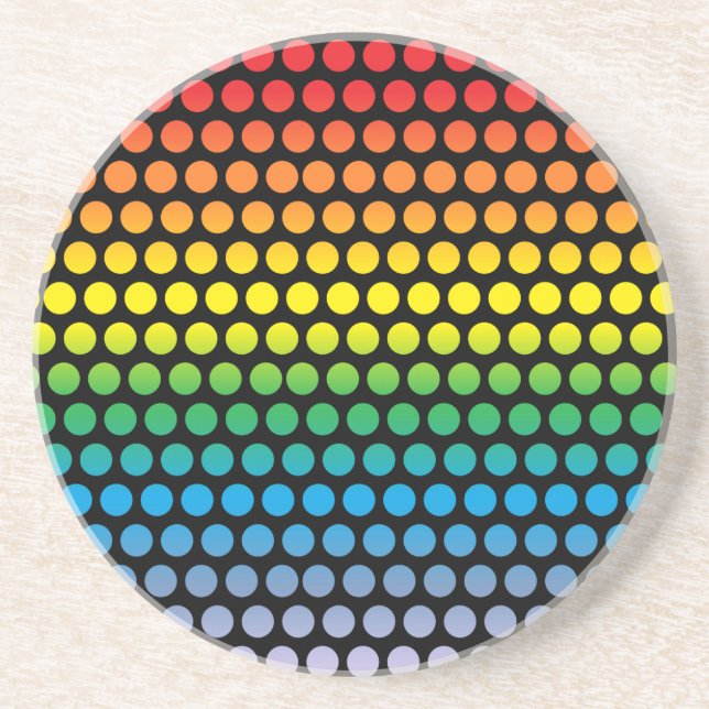 Rainbow Polka Dots Black Coaster (Front)