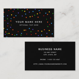 Rainbow Polka Dots Black Confetti Pattern Business Card
