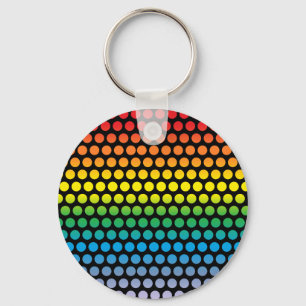 Rainbow Polka Dots Black Key Ring