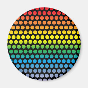 Rainbow Polka Dots Black Magnet