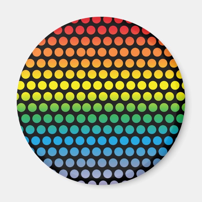 Rainbow Polka Dots Black Magnet (Front)