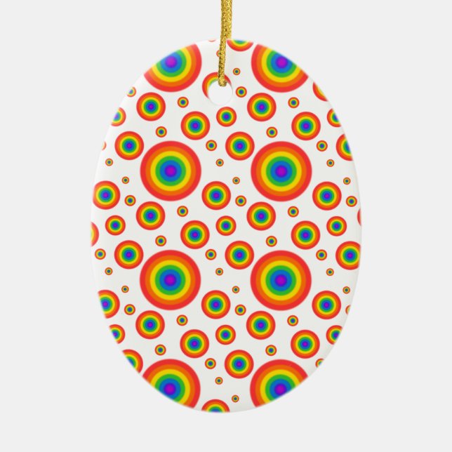 Rainbow Polka Dots Ceramic Tree Decoration (Front)