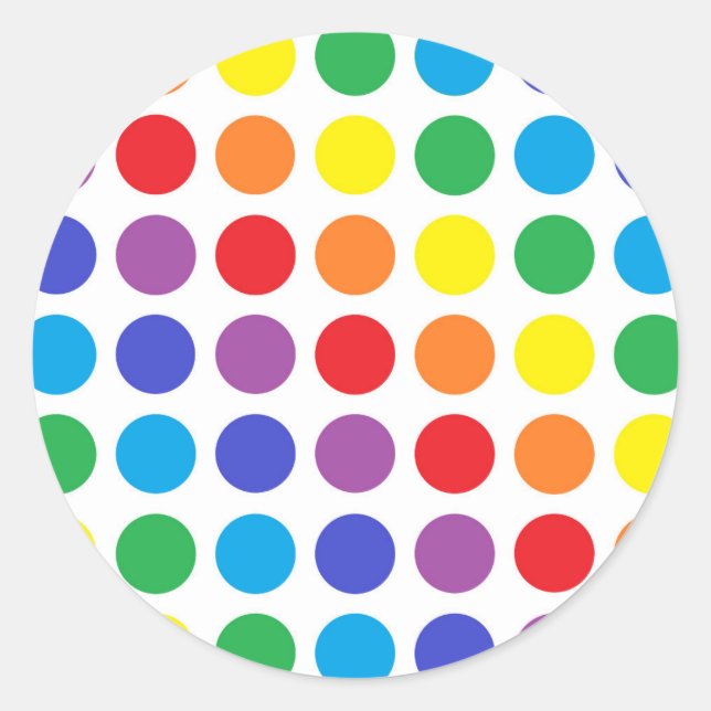 Rainbow Polka Dots Classic Round Sticker (Front)