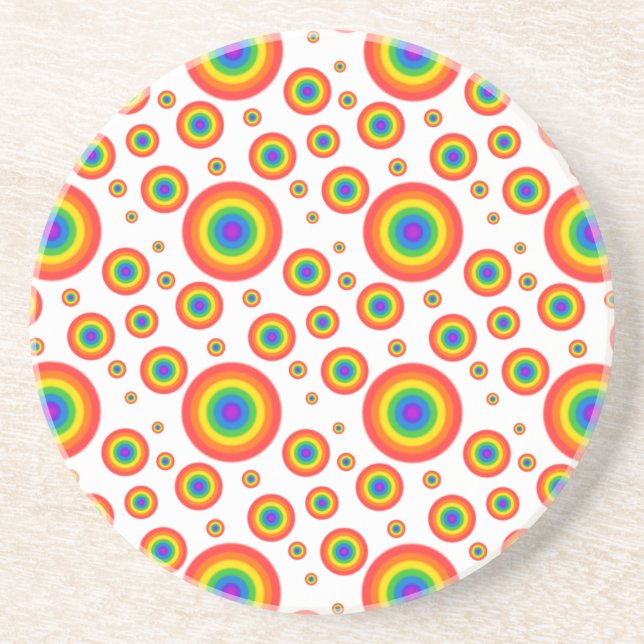 Rainbow Polka Dots Coaster (Front)