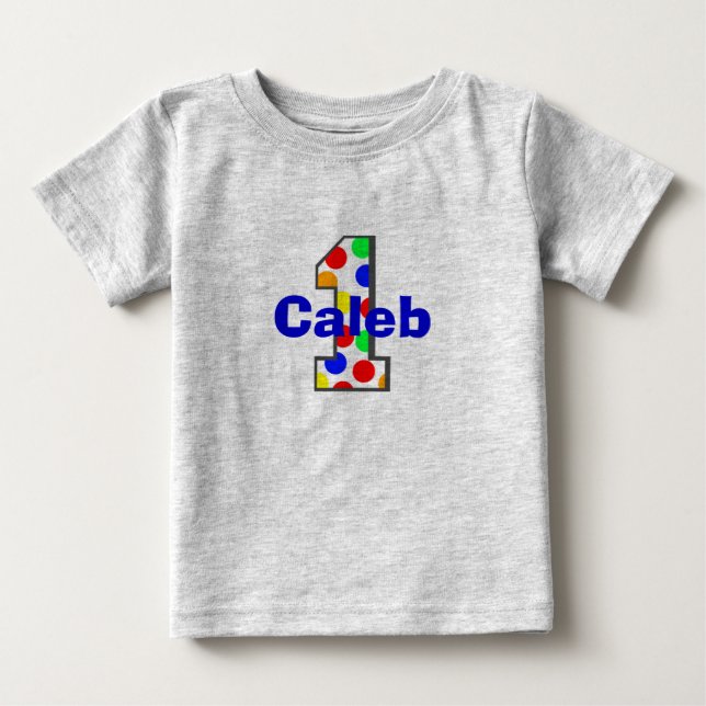 Rainbow Polka Dots First Birthday Shirt (Front)