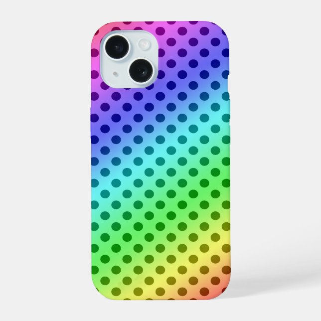 Rainbow Polka Dots iPhone 15 Case (Back)