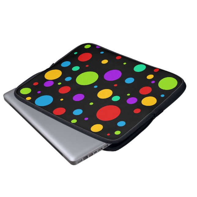 Rainbow Polka Dots Laptop Sleeve (Front Bottom)