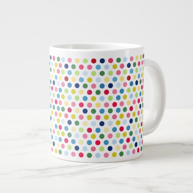 Rainbow polka dots large coffee mug (Front Right)