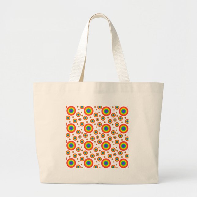 Rainbow Polka Dots Large Tote Bag (Front)