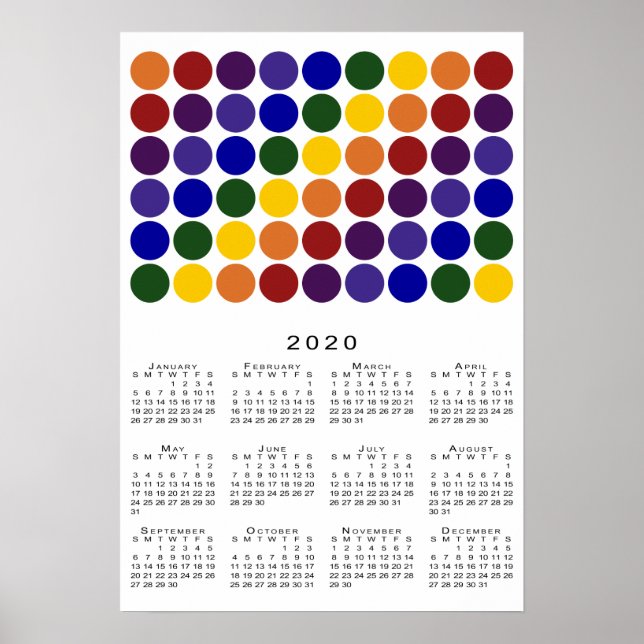 Rainbow Polka Dots LGBT Pride 2020 Calendar Poster (Front)