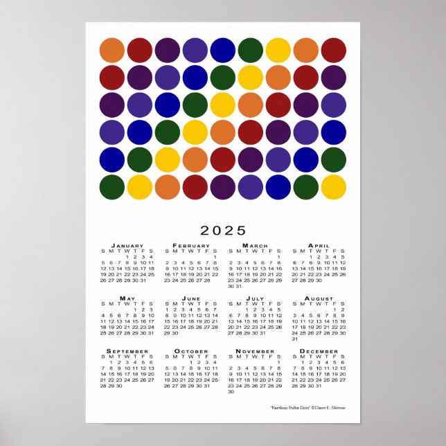 Rainbow Polka Dots LGBTQ Pride 2025 Calendar Poster (Front)