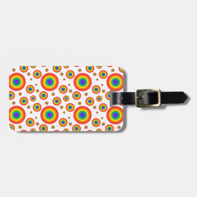Rainbow Polka Dots Luggage Tag (Front Horizontal)
