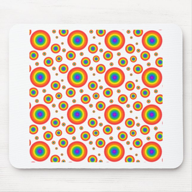 Rainbow Polka Dots Mouse Mat (Front)