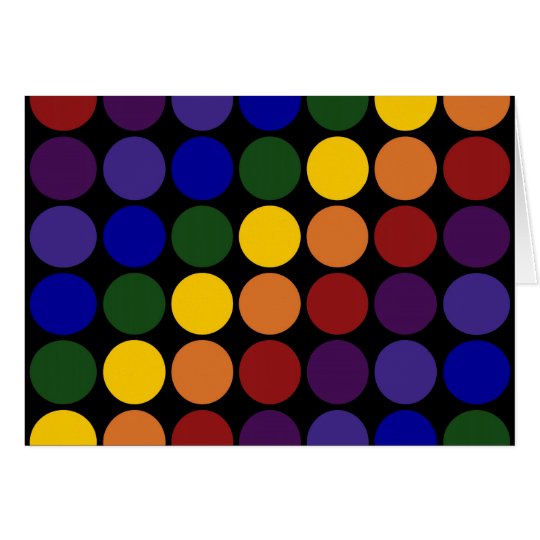 Rainbow Polka Dots on Black Card