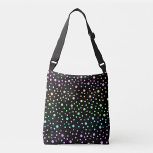 Rainbow Polka Dots on Black Crossbody Bag