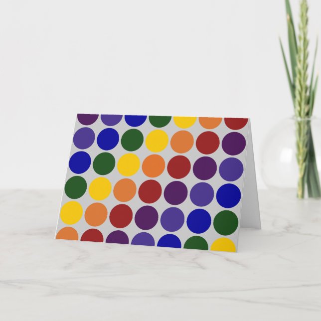 Rainbow Polka Dots on Grey Card (Front)