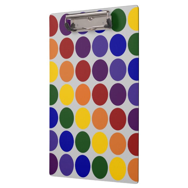 Rainbow Polka Dots on Grey Clipboard (Left)