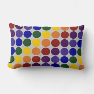 Rainbow Polka Dots on Grey Lumbar Cushion