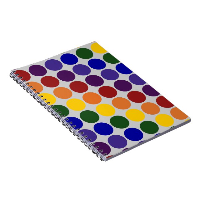 Rainbow Polka Dots on Grey Notebook (Right Side)