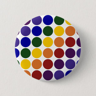 Rainbow Polka Dots on White 6 Cm Round Badge