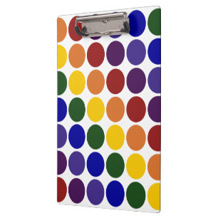 Rainbow Polka Dots on White Clipboard