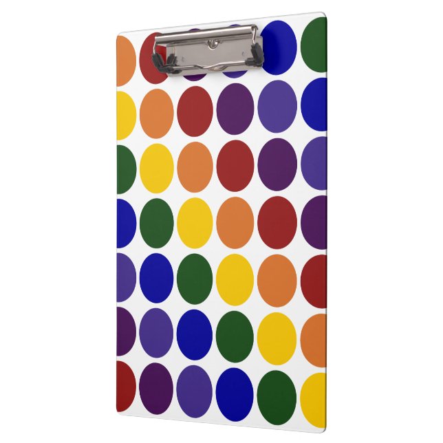 Rainbow Polka Dots on White Clipboard (Left)