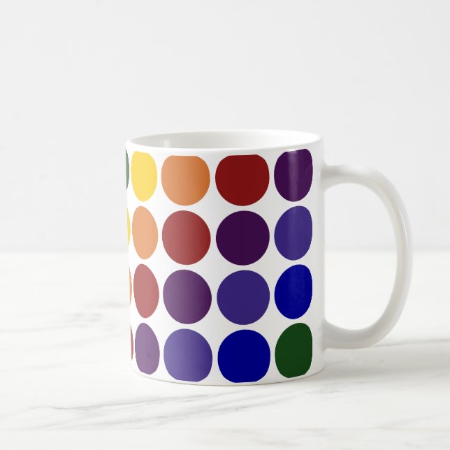 Rainbow Polka Dots on White Coffee Mug (Right)