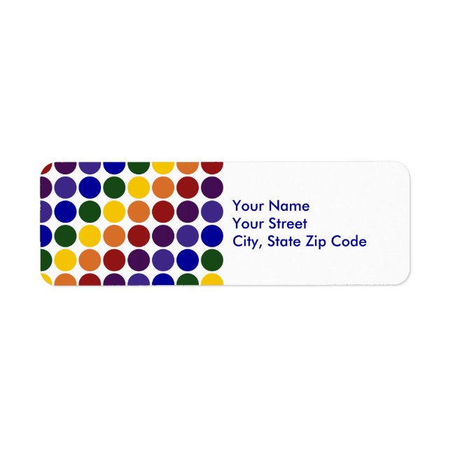 Rainbow Polka Dots on White return address label (Front)