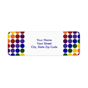Rainbow Polka Dots on White return address label