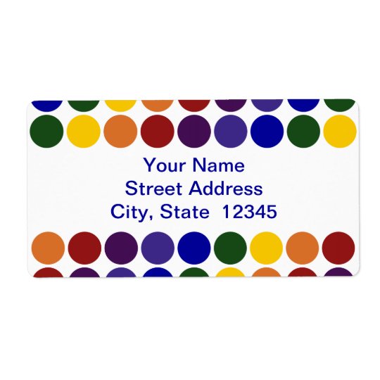 Rainbow Polka Dots on White shipping label