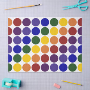 Rainbow Polka Dots on White Tissue Paper