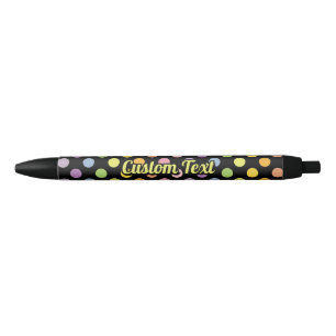 Rainbow Polka Dots Pattern Black Ink Pen