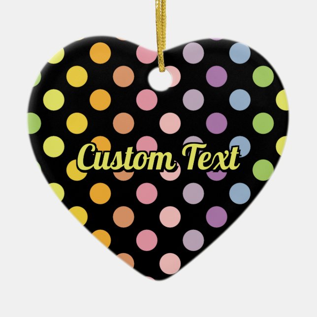 Rainbow Polka Dots Pattern Ceramic Tree Decoration (Front)