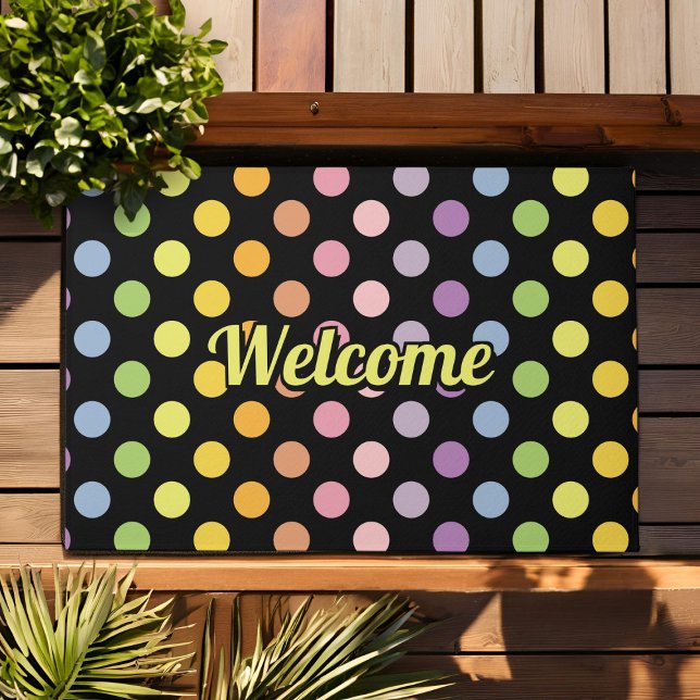 Rainbow Polka Dots Pattern Doormat (Creator Uploaded)