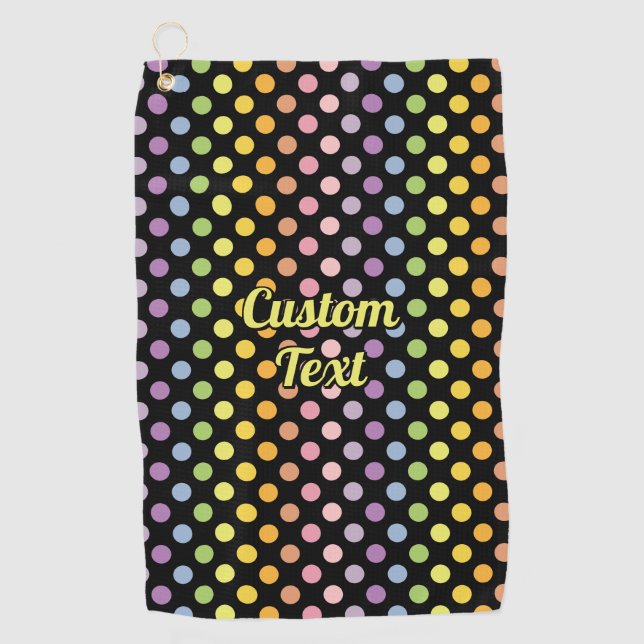 Rainbow Polka Dots Pattern Golf Towel (Front)